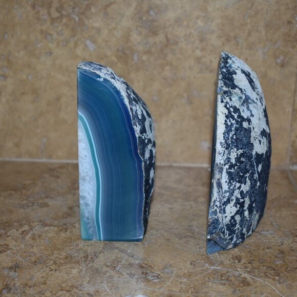 Vintage beautiful Agate Geode Quartz Crystal Rock Stone Rock Open book end - Picture 11 of 14